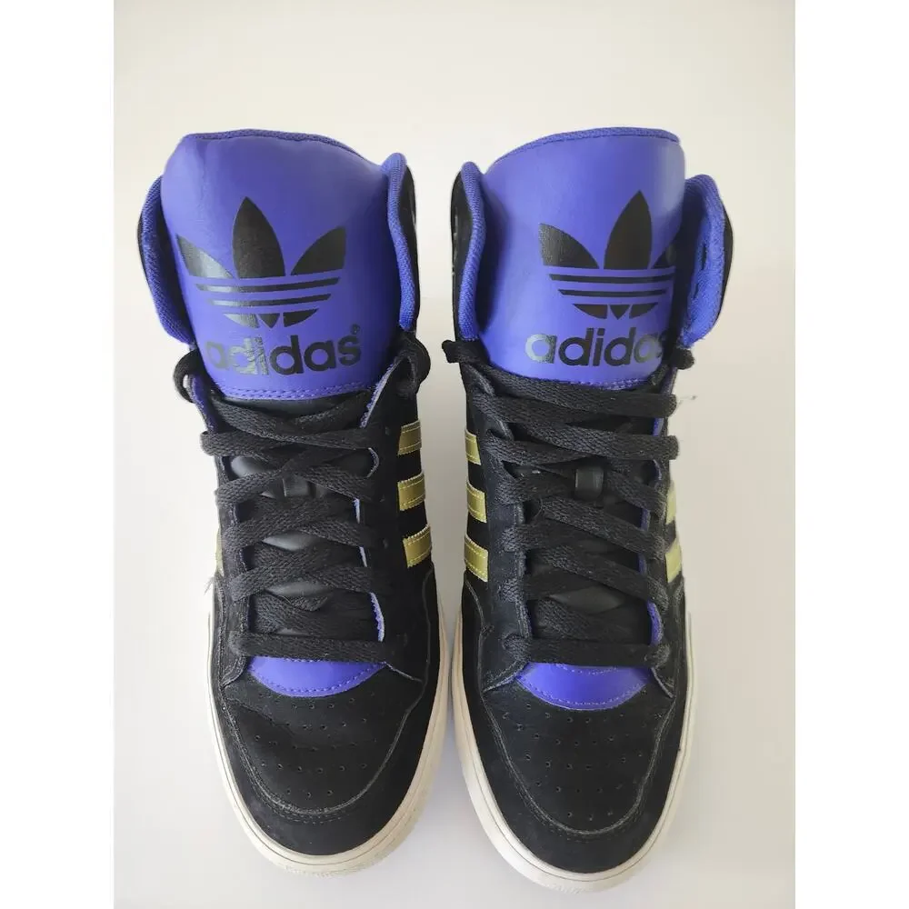 Adidas AR 2.0 Men's Black Gold Purple Sz 9 High Top Sneaker Retro Strap